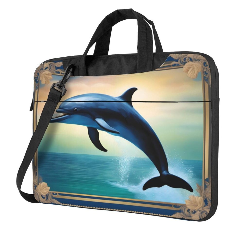 YYHWHJDE Elegant dolphin pattern Fashionable and ultra-thin shoulder laptop bag 13 inch Shockproof soft lining
