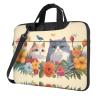 YYHWHJDE Funny Cats Birds and Flowers pattern Fashionable and ultra-thin shoulder laptop bag 13 inch Shockproof soft lining