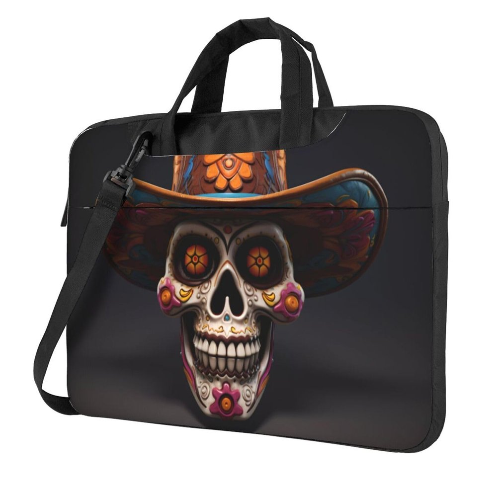 YYHWHJDE Mexican Halloween Skull picture Fashionable and ultra-thin shoulder laptop bag 13 inch Shockproof soft lining