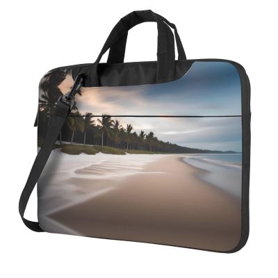YYHWHJDE Morning beach by the seaside pattern Fashionable and ultra-thin shoulder laptop bag 13 inch Shockproof soft lining