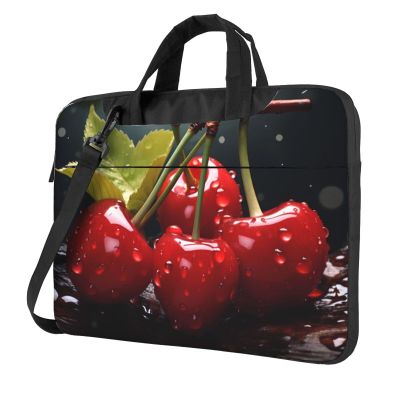 YYHWHJDE lovely sweet red cherry picture Fashionable and ultra-thin shoulder laptop bag 14 inch Shockproof soft lining