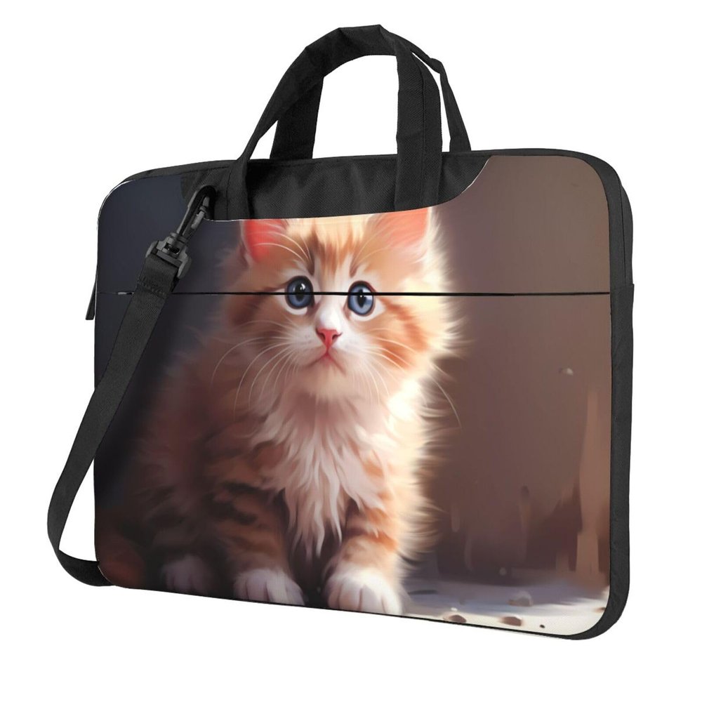 YYHWHJDE Cute kitten picture Fashionable and ultra-thin shoulder laptop bag 15.6 inch Shockproof soft lining