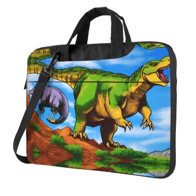 YYHWHJDE cartoon dinosaur pattern Fashionable and ultra-thin shoulder laptop bag 14 inch Shockproof soft lining