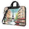 YYHWHJDE Romantic Paris Eiffel Tower Bycicle pattern Fashionable and ultra-thin shoulder laptop bag 14 inch Shockproof soft lining view 1
