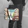 YYHWHJDE Romantic Paris Eiffel Tower Bycicle pattern Fashionable and ultra-thin shoulder laptop bag 14 inch Shockproof soft lining view 3