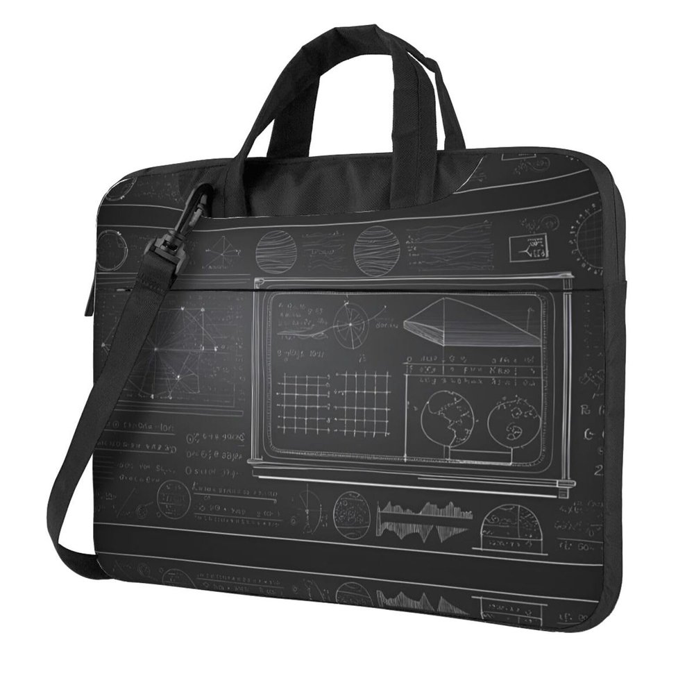 YYHWHJDE Blackboard Math pattern Fashionable and ultra-thin shoulder laptop bag 14 inch Shockproof soft lining