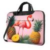 YYHWHJDE Flamingo and Pineapple pattern Fashionable and ultra-thin shoulder laptop bag 13 inch Shockproof soft lining view 1