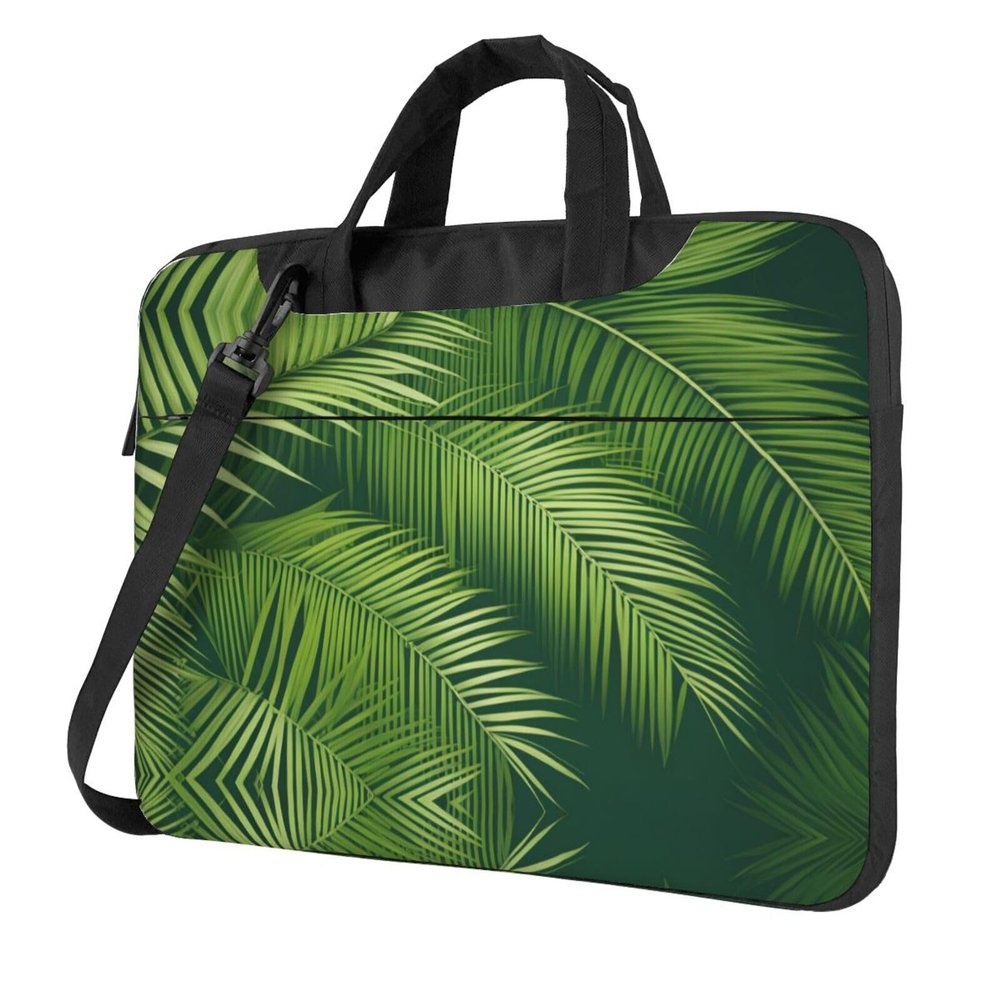 YYHWHJDE Palm Tree Green Leaves pattern Fashionable and ultra-thin shoulder laptop bag 13 inch Shockproof soft lining