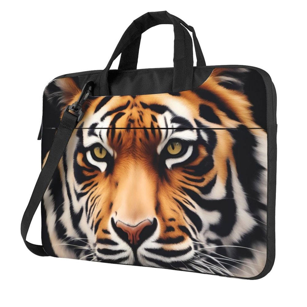 YYHWHJDE Tiger Face pattern Fashionable and ultra-thin shoulder laptop bag 13 inch Shockproof soft lining