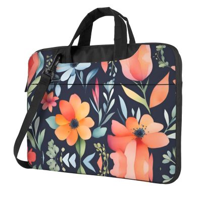 YYHWHJDE Watercolor Floral pattern Fashionable and ultra-thin shoulder laptop bag 13 inch Shockproof soft lining