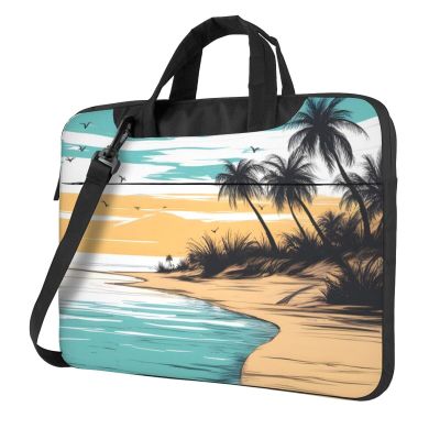 YYHWHJDE Beach Palm Trees pattern Fashionable and ultra-thin shoulder laptop bag 15.6 inch Shockproof soft lining