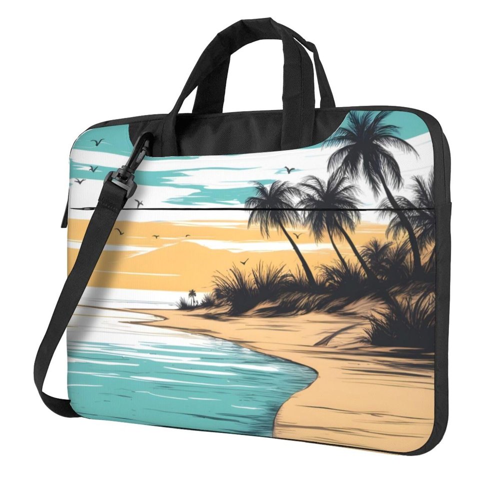 YYHWHJDE Beach Palm Trees pattern Fashionable and ultra-thin shoulder laptop bag 15.6 inch Shockproof soft lining
