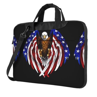 YYHWHJDE USA Flag Patriotic Eagle pattern Fashionable and ultra-thin shoulder laptop bag 13 inch Shockproof soft lining