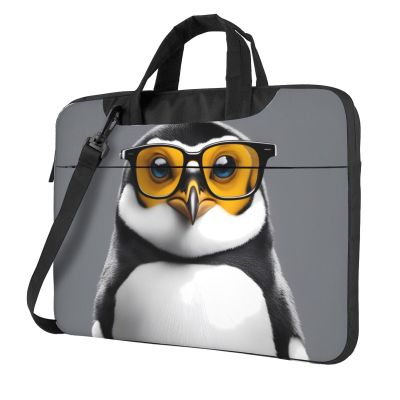 YYHWHJDE penguin with glasses pattern Fashionable and ultra-thin shoulder laptop bag 13 inch Shockproof soft lining