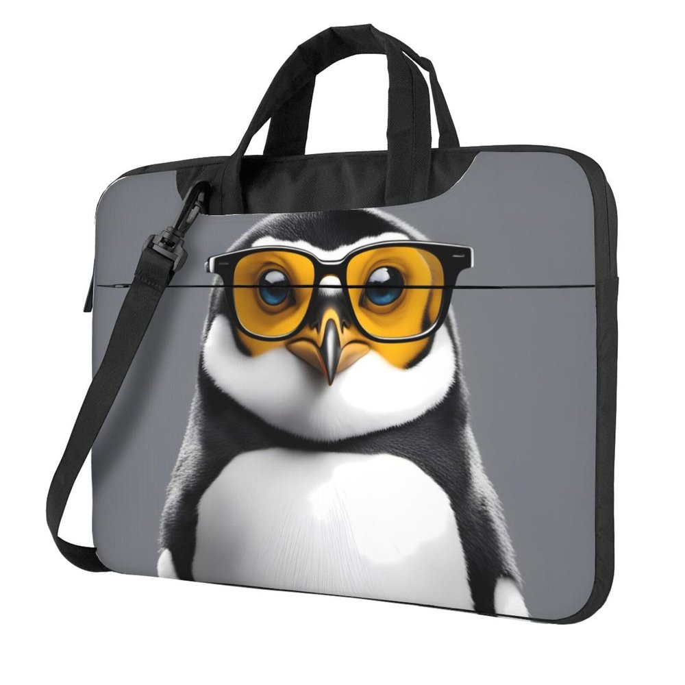 YYHWHJDE penguin with glasses pattern Fashionable and ultra-thin shoulder laptop bag 13 inch Shockproof soft lining