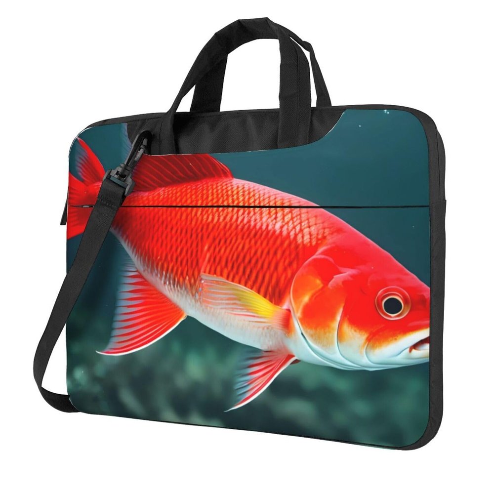 YYHWHJDE Japanese Pretty Red carp Fish pattern Fashionable and ultra-thin shoulder laptop bag 13 inch Shockproof soft lining