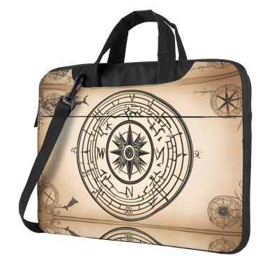 YYHWHJDE Magic Design Nordic Compass pattern Fashionable and ultra-thin shoulder laptop bag 15.6 inch Shockproof soft lining