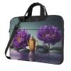 YYHWHJDE purple and teal flowers pattern Fashionable and ultra-thin shoulder laptop bag 13 inch Shockproof soft lining