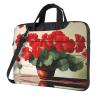 YYHWHJDE Red geraniums pattern Fashionable and ultra-thin shoulder laptop bag 13 inch Shockproof soft lining view 1