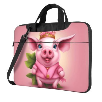 YYHWHJDE Lovely Pink Pig pattern Fashionable and ultra-thin shoulder laptop bag 13 inch Shockproof soft lining
