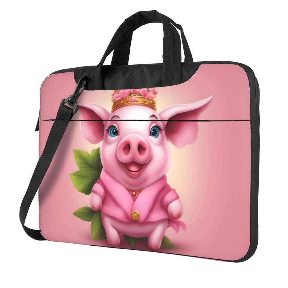 YYHWHJDE Lovely Pink Pig pattern Fashionable and ultra-thin shoulder laptop bag 13 inch Shockproof soft lining