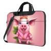 YYHWHJDE Lovely Pink Pig pattern Fashionable and ultra-thin shoulder laptop bag 13 inch Shockproof soft lining view 1