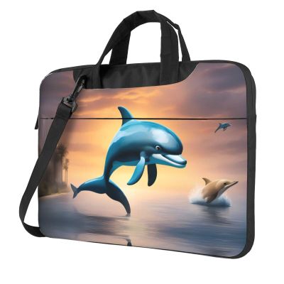 YYHWHJDE winter the dolphin pattern Fashionable and ultra-thin shoulder laptop bag 13 inch Shockproof soft lining