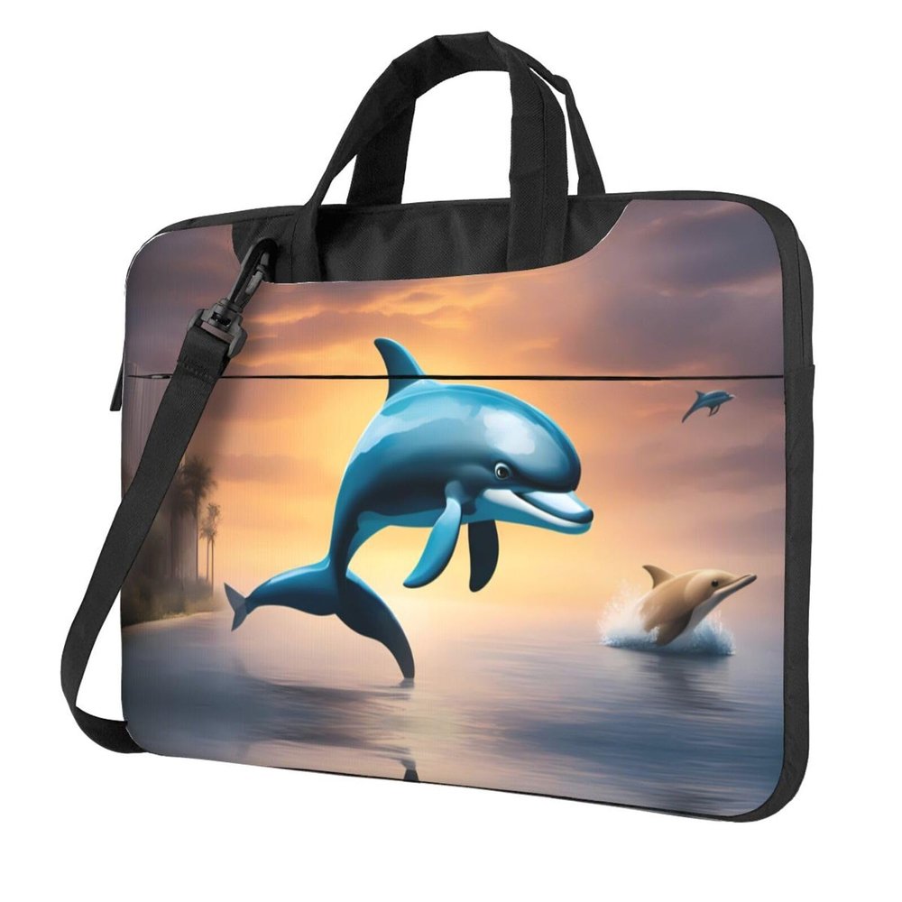 YYHWHJDE winter the dolphin pattern Fashionable and ultra-thin shoulder laptop bag 13 inch Shockproof soft lining