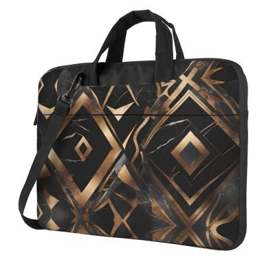 YYHWHJDE Black gold stone pattern pattern Fashionable and ultra-thin shoulder laptop bag 13 inch Shockproof soft lining