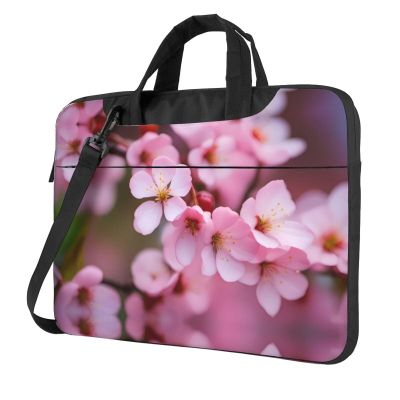YYHWHJDE Pink cherry blossoms pattern Fashionable and ultra-thin shoulder laptop bag 13 inch Shockproof soft lining