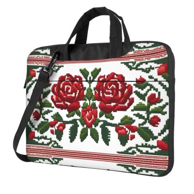 YYHWHJDE Embroidery Style Rose picture Fashionable and ultra-thin shoulder laptop bag 13 inch Shockproof soft lining