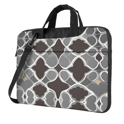 YYHWHJDE Quatrefoil Grey pattern Fashionable and ultra-thin shoulder laptop bag 15.6 inch Shockproof soft lining