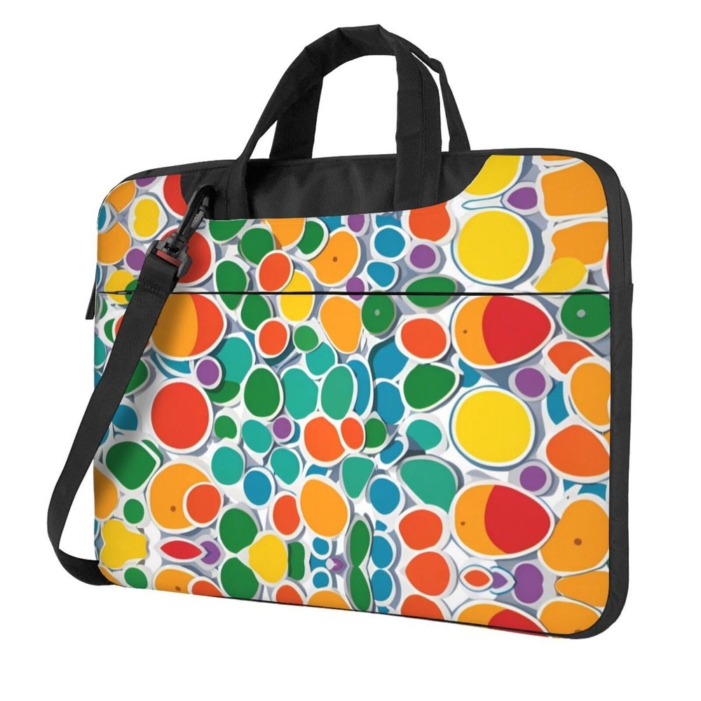 YYHWHJDE Cartoon color circle pattern Fashionable and ultra-thin shoulder laptop bag 13 inch Shockproof soft lining