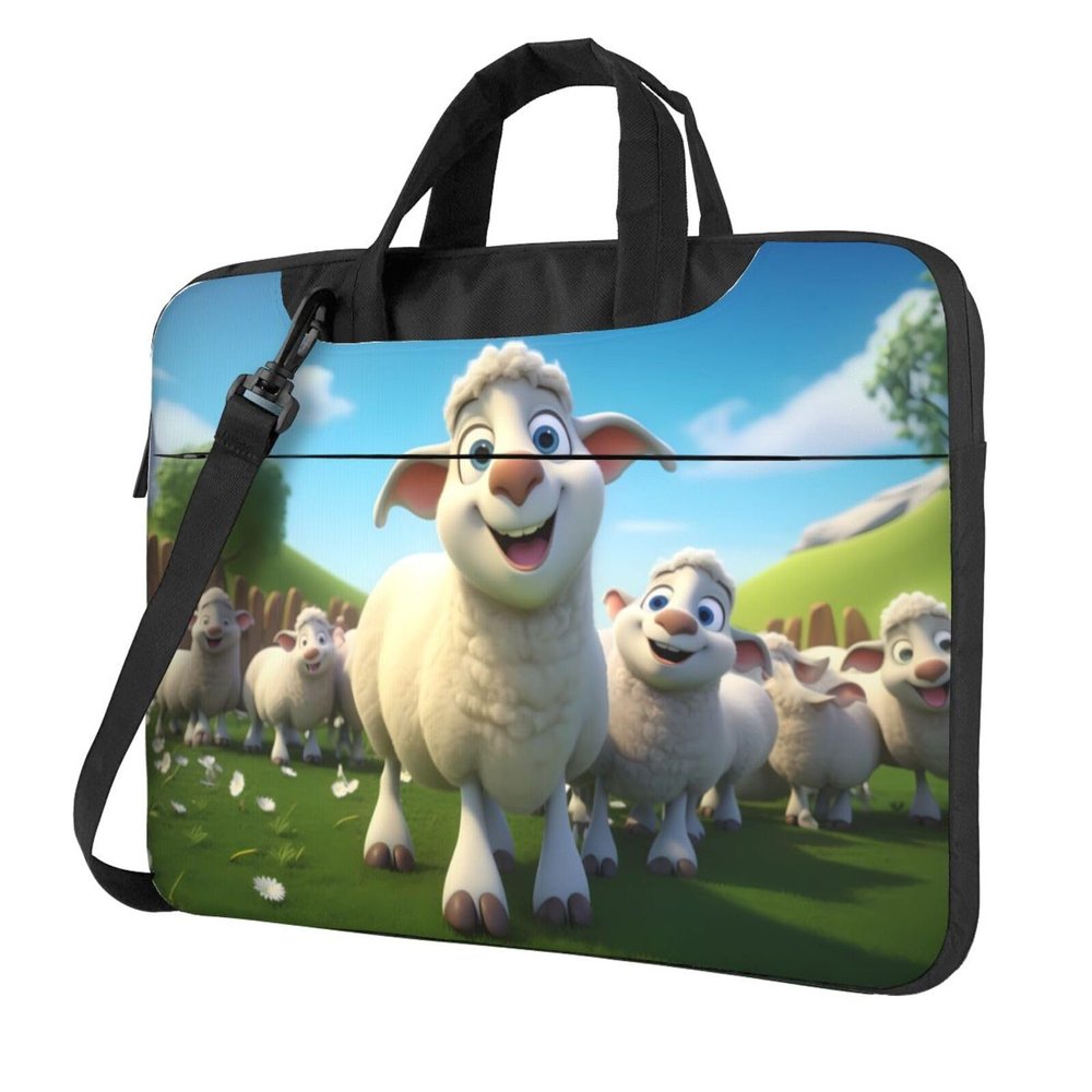 YYHWHJDE Cartoon lambs picture Fashionable and ultra-thin shoulder laptop bag 14 inch Shockproof soft lining