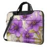 YYHWHJDE Beautiful purple flowers pattern Fashionable and ultra-thin shoulder laptop bag 13 inch Shockproof soft lining view 1