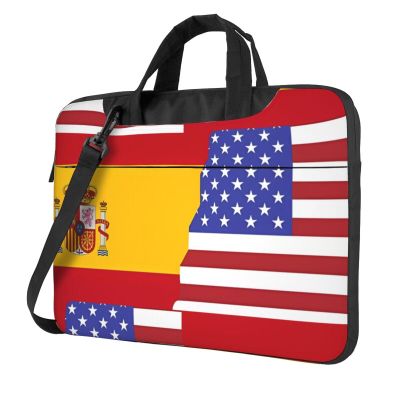 YYHWHJDE American Spain Flag picture Fashionable and ultra-thin shoulder laptop bag 15.6 inch Shockproof soft lining