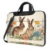 YYHWHJDE Vintage Flower Rabbit Bunny Easter pattern Fashionable and ultra-thin shoulder laptop bag 13 inch Shockproof soft lining view 1