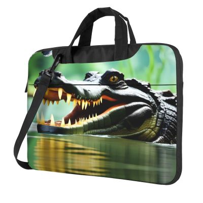YYHWHJDE crocodile open mouth pattern Fashionable and ultra-thin shoulder laptop bag 13 inch Shockproof soft lining