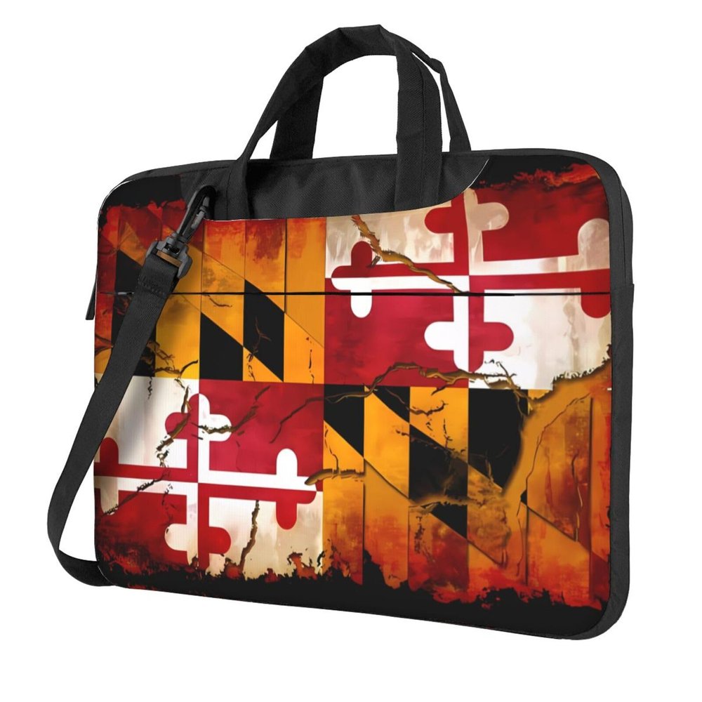 YYHWHJDE vintage wooden maryland flag pattern Fashionable and ultra-thin shoulder laptop bag 15.6 inch Shockproof soft lining