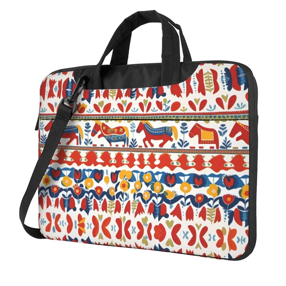 YYHWHJDE Runner Swedish Dala Horse Folk pattern Fashionable and ultra-thin shoulder laptop bag 13 inch Shockproof soft lining