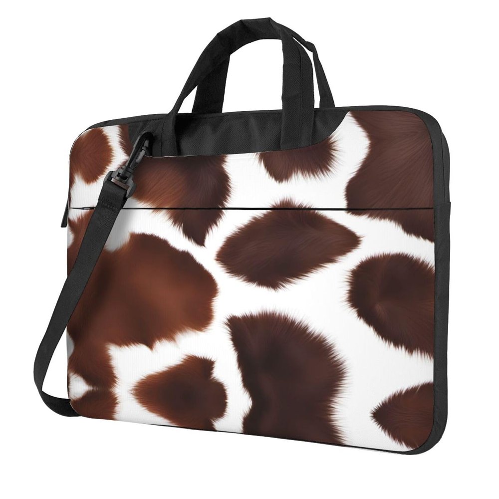 YYHWHJDE White brown cowhide pattern Fashionable and ultra-thin shoulder laptop bag 13 inch Shockproof soft lining