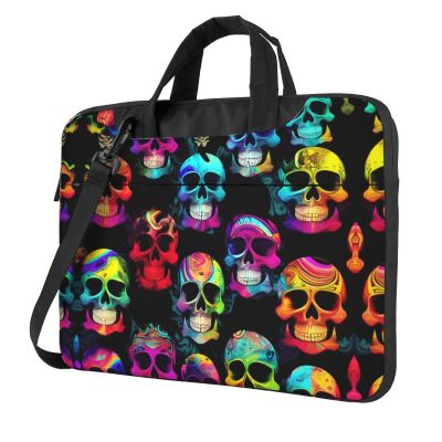YYHWHJDE Colored skull picture Fashionable and ultra-thin shoulder laptop bag 13 inch Shockproof soft lining