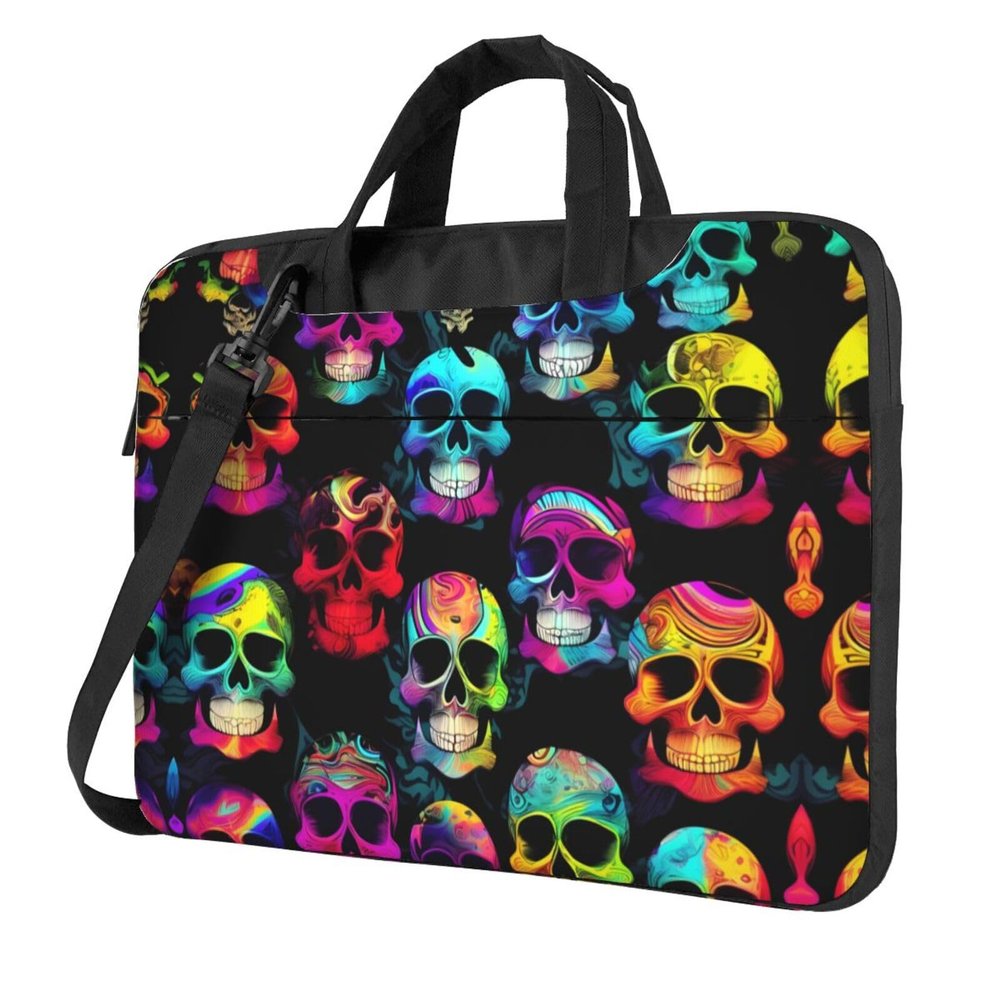 YYHWHJDE Colored skull picture Fashionable and ultra-thin shoulder laptop bag 13 inch Shockproof soft lining