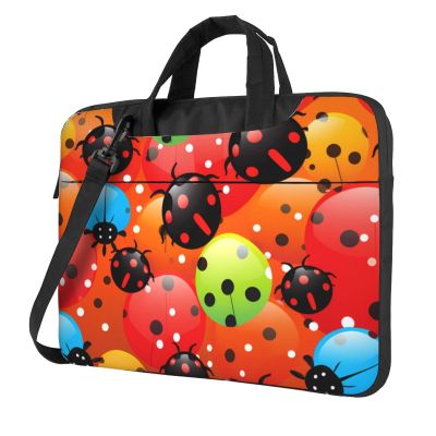 YYHWHJDE Ladybugs Cartoon Pattern picture Fashionable and ultra-thin shoulder laptop bag 14 inch Shockproof soft lining