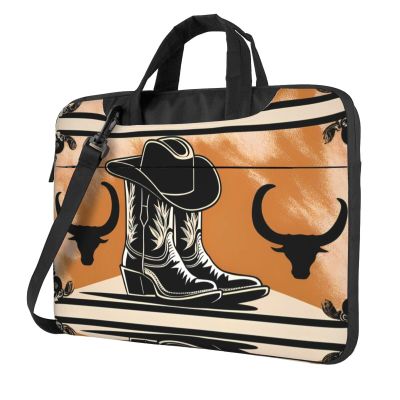 YYHWHJDE Denim black hat boots picture Fashionable and ultra-thin shoulder laptop bag 15.6 inch Shockproof soft lining