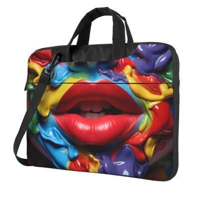 YYHWHJDE Colorful Lips picture Fashionable and ultra-thin shoulder laptop bag 13 inch Shockproof soft lining