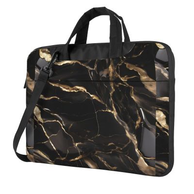 YYHWHJDE Black Gold Marble picture Fashionable and ultra-thin shoulder laptop bag 13 inch Shockproof soft lining