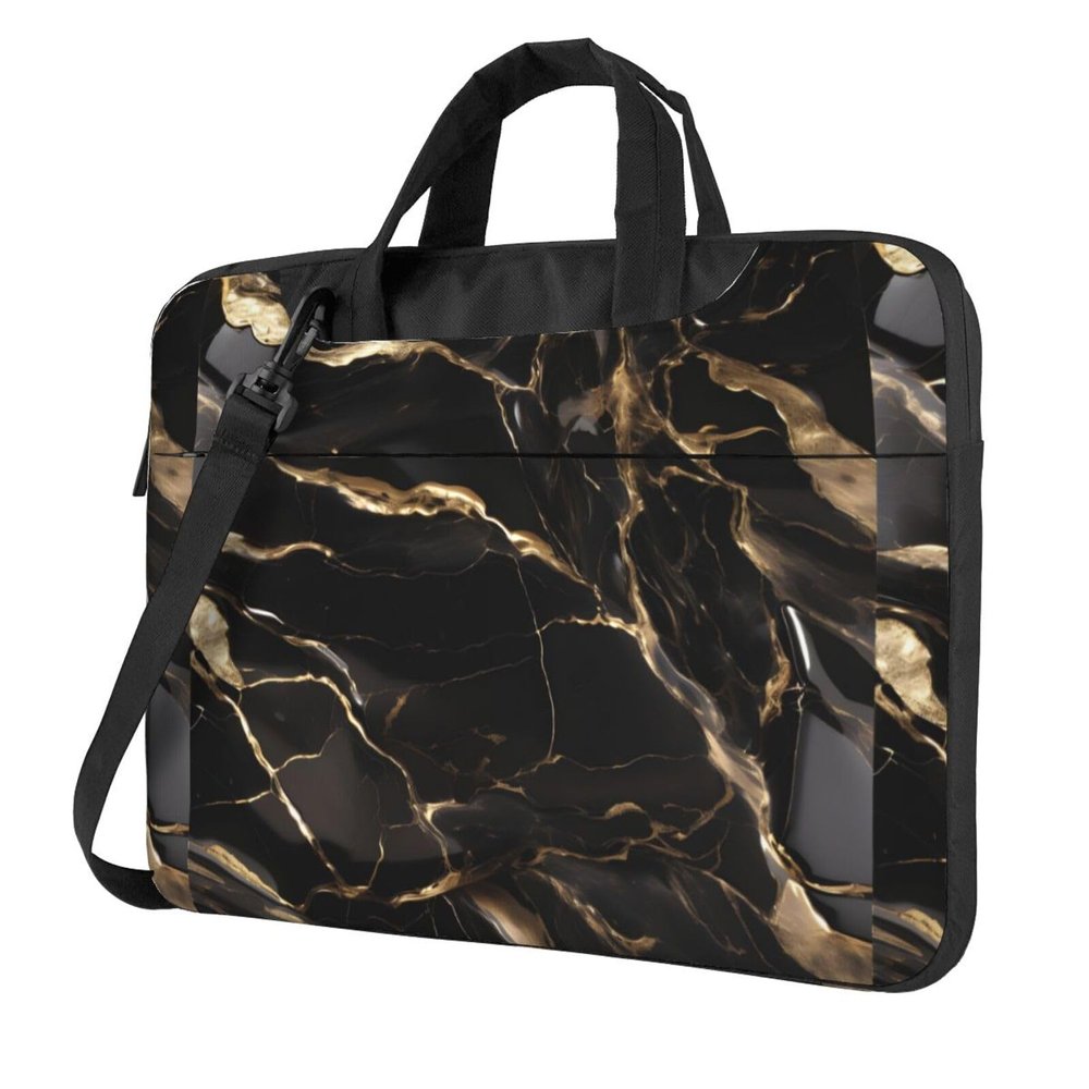 YYHWHJDE Black Gold Marble picture Fashionable and ultra-thin shoulder laptop bag 13 inch Shockproof soft lining