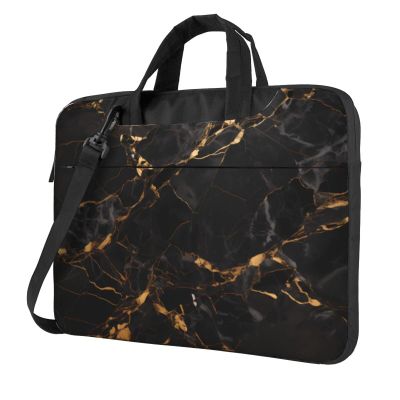 YYHWHJDE black marble texture gold picture Fashionable and ultra-thin shoulder laptop bag 13 inch Shockproof soft lining