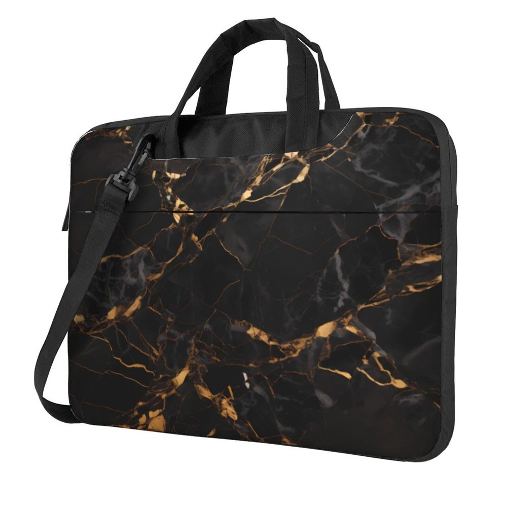 YYHWHJDE black marble texture gold picture Fashionable and ultra-thin shoulder laptop bag 13 inch Shockproof soft lining
